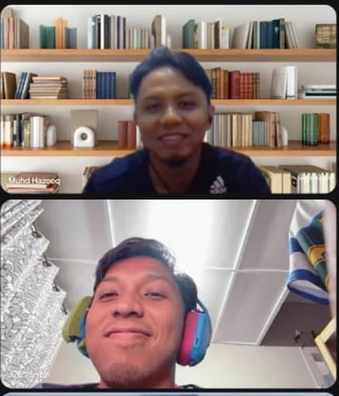 Hazeeq and Adli during an online Hermes Agent coaching session